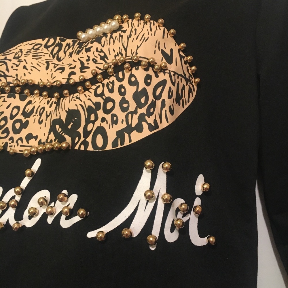 Leopard Lips Pardon Moi Black Pullover - Picture 7 of 8